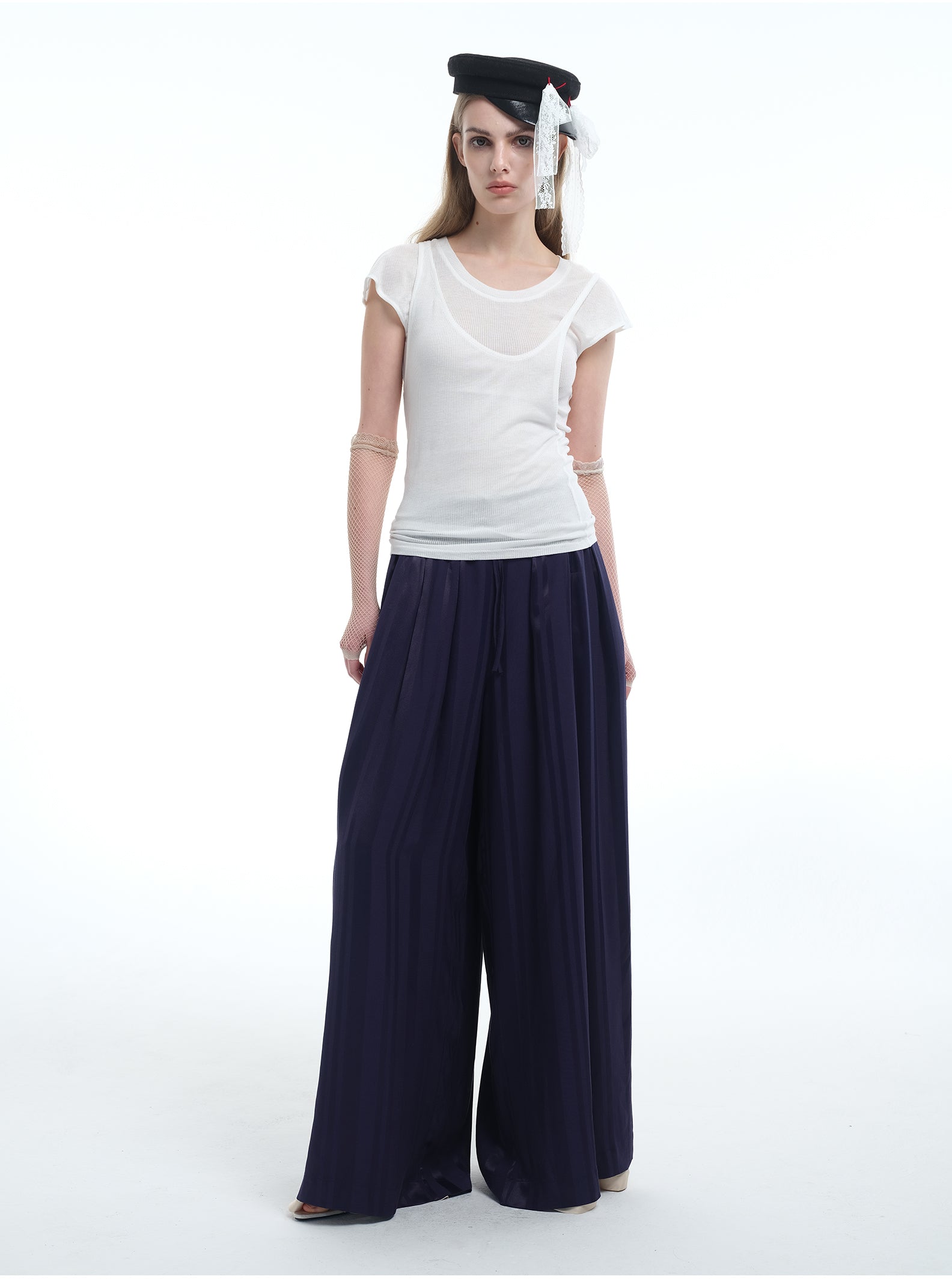8ght 8ghts ‘Yong’ Double-Layer Drape Women’s Wide-Leg Casual Trousers