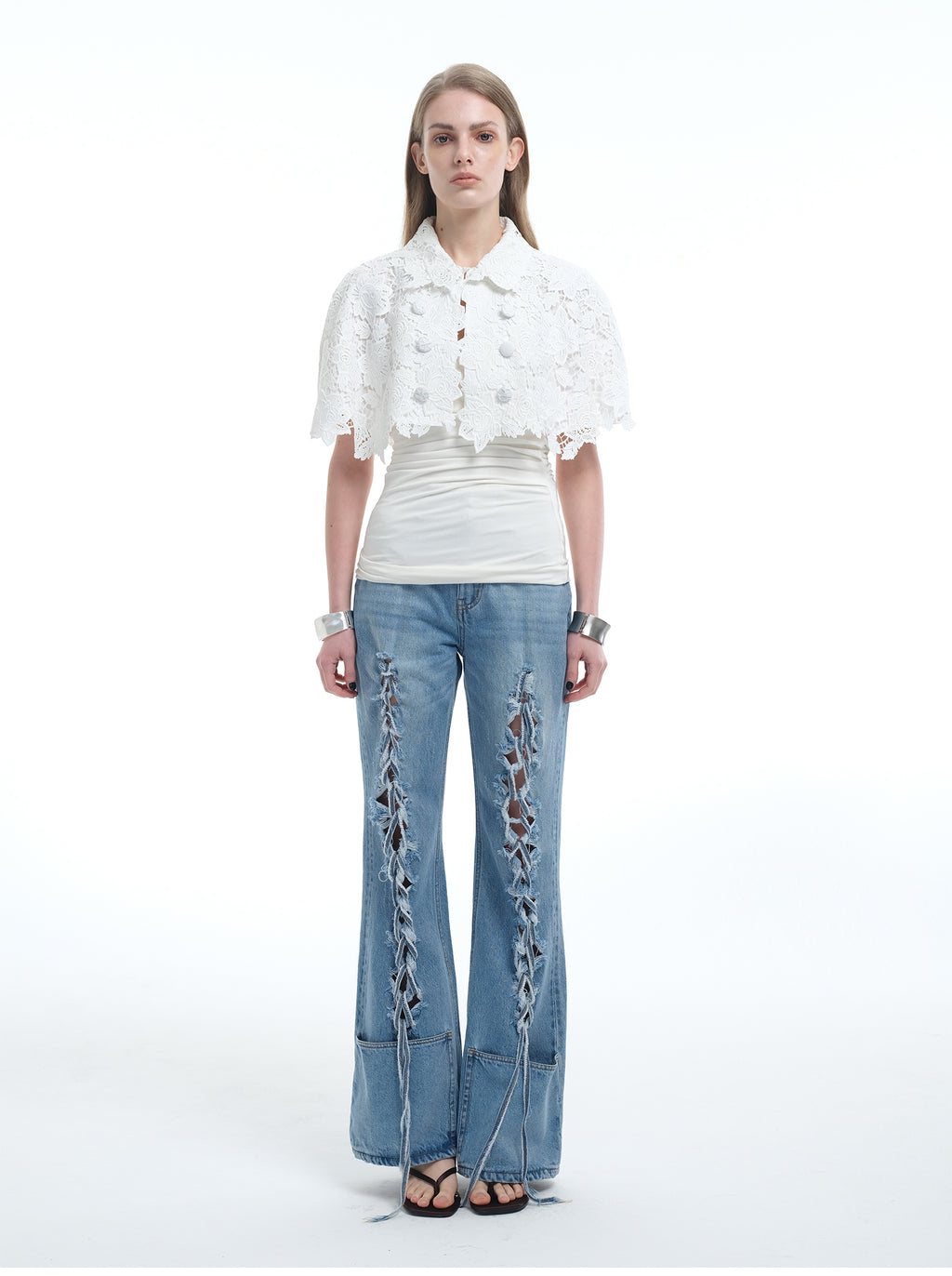 8ght 8ghts ‘Yeto’ Long-Staple Cotton Women’s Braided Denim Trousers