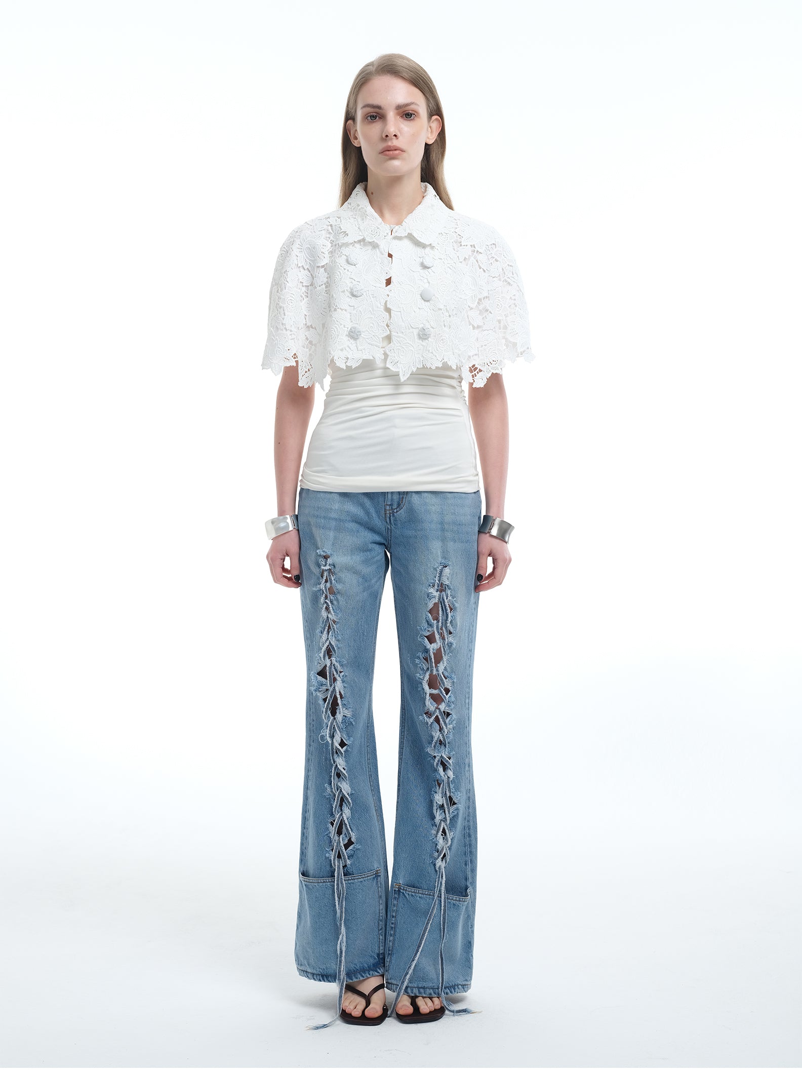 8ght 8ghts ‘Yeto’ Long-Staple Cotton Women’s Braided Denim Trousers