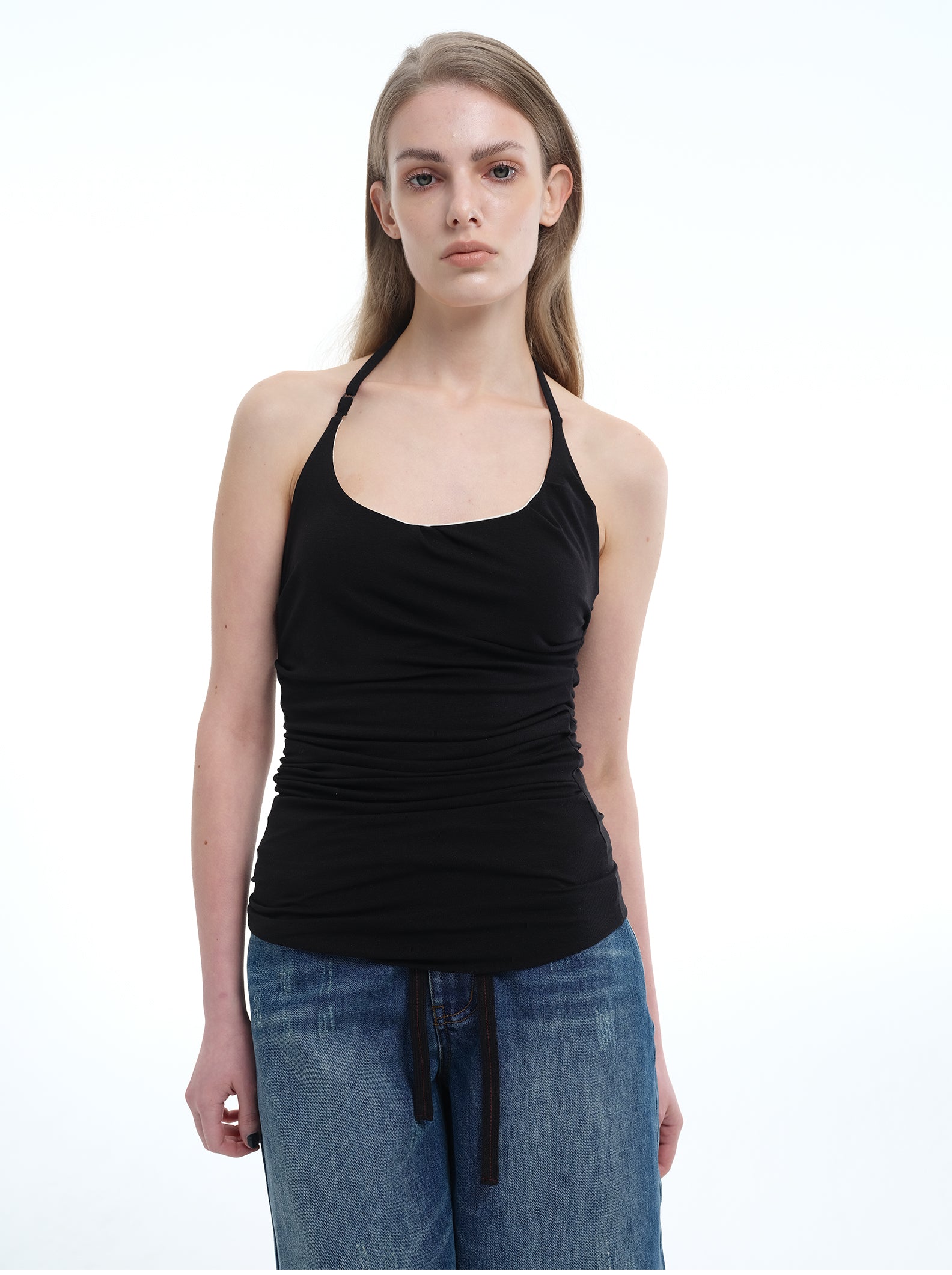 8ght 8ghts ‘Spine’ Cooling Acid-Washed Tencel Neck-Halter Top for Women