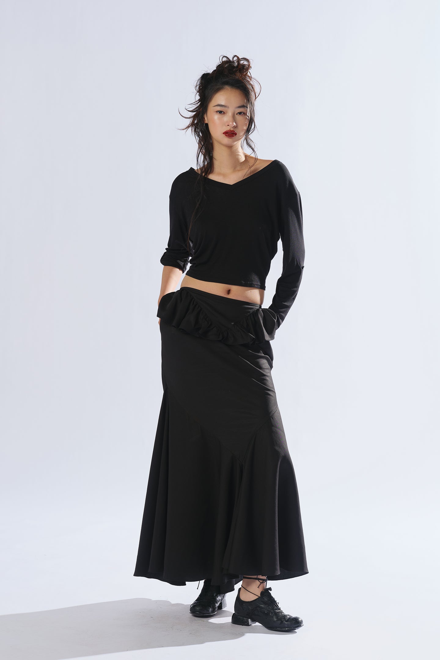8ght 8ghts Warmth ‘Xu’ V-neck Long-sleeved Tee: Modal and Cashmere Women’s Top