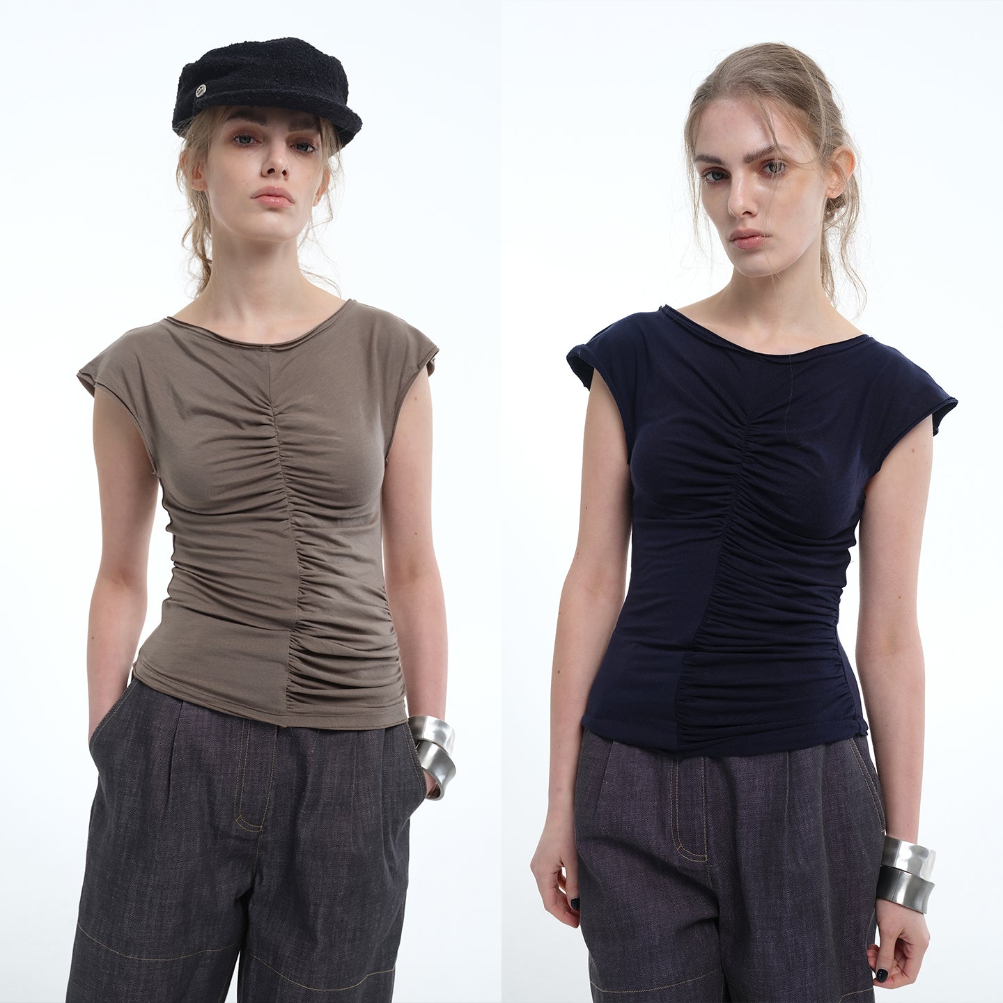 8ght 8ghts ‘Velvet Vine’ Tencel and Wool Flare-Sleeve Tee – Women’s Top