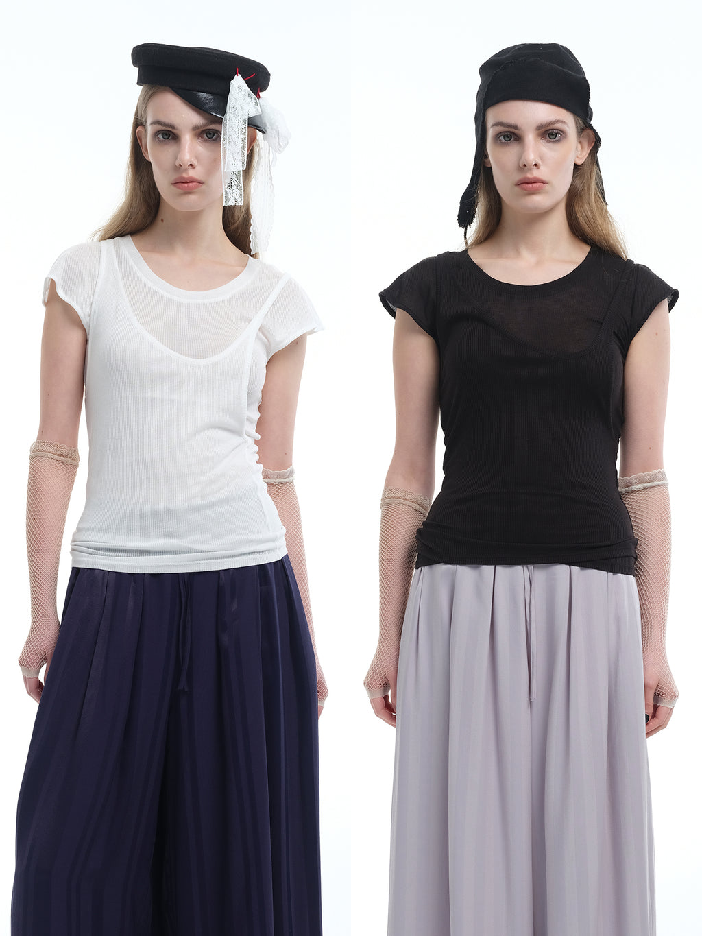 8ght 8ghts ‘Layered’ Tencel Mock Two-Piece Tee – Women’s Flare-Sleeve Top