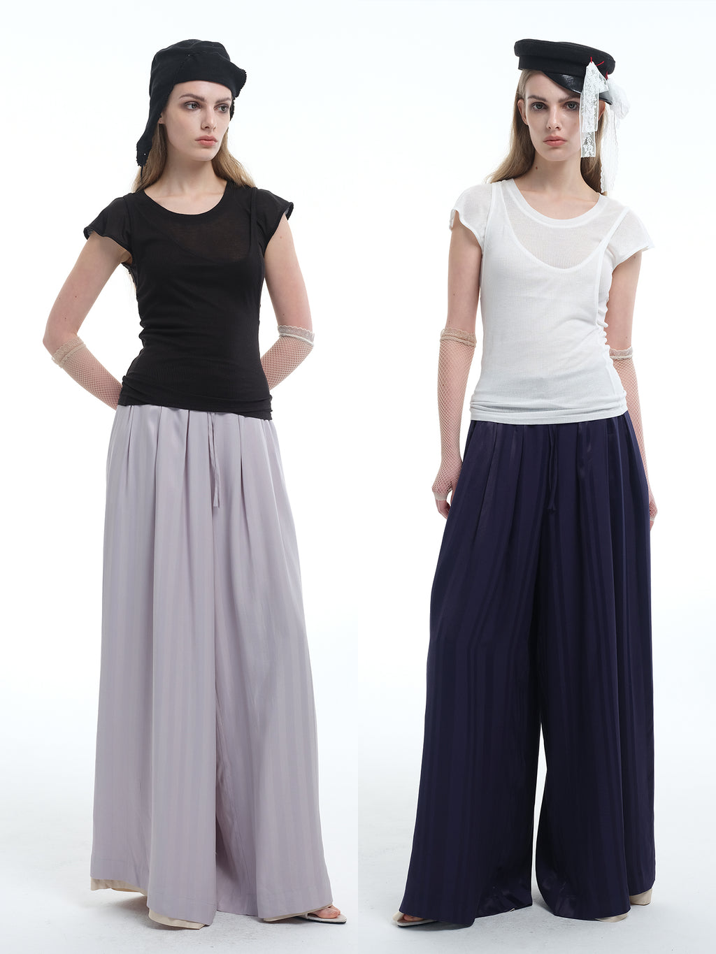 8ght 8ghts ‘Yong’ Double-Layer Drape Women’s Wide-Leg Casual Trousers