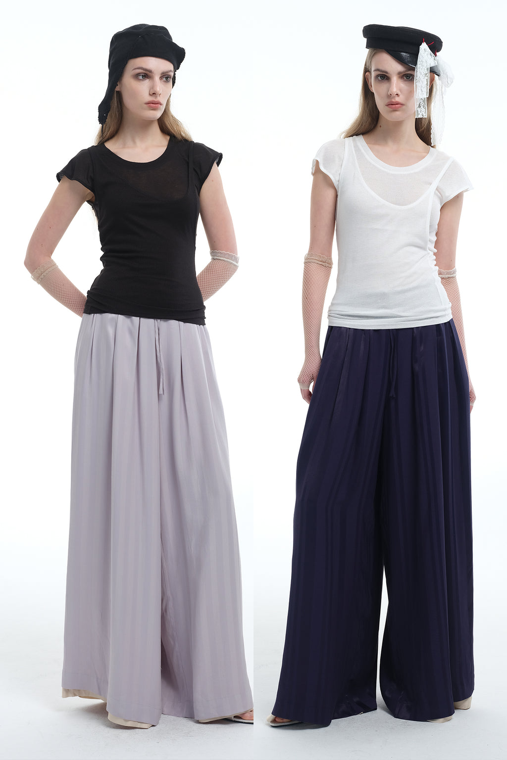 8ght 8ghts ‘Yong’ Double-Layer Drape Women’s Wide-Leg Casual Trousers