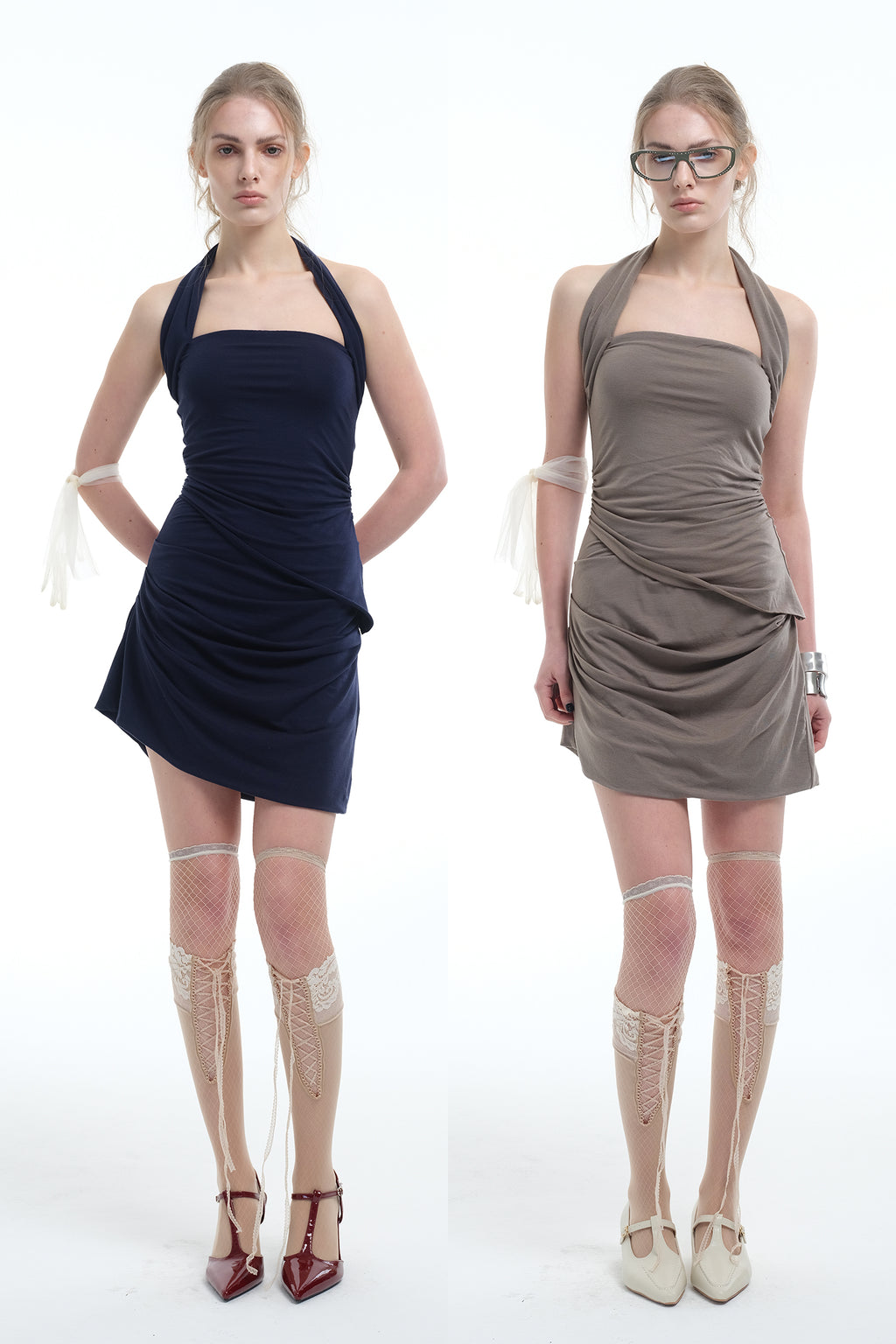 8ght 8ghts ‘Wan’ Lyocell Tencel Breathable Wool Women’s Halter Neck Dress