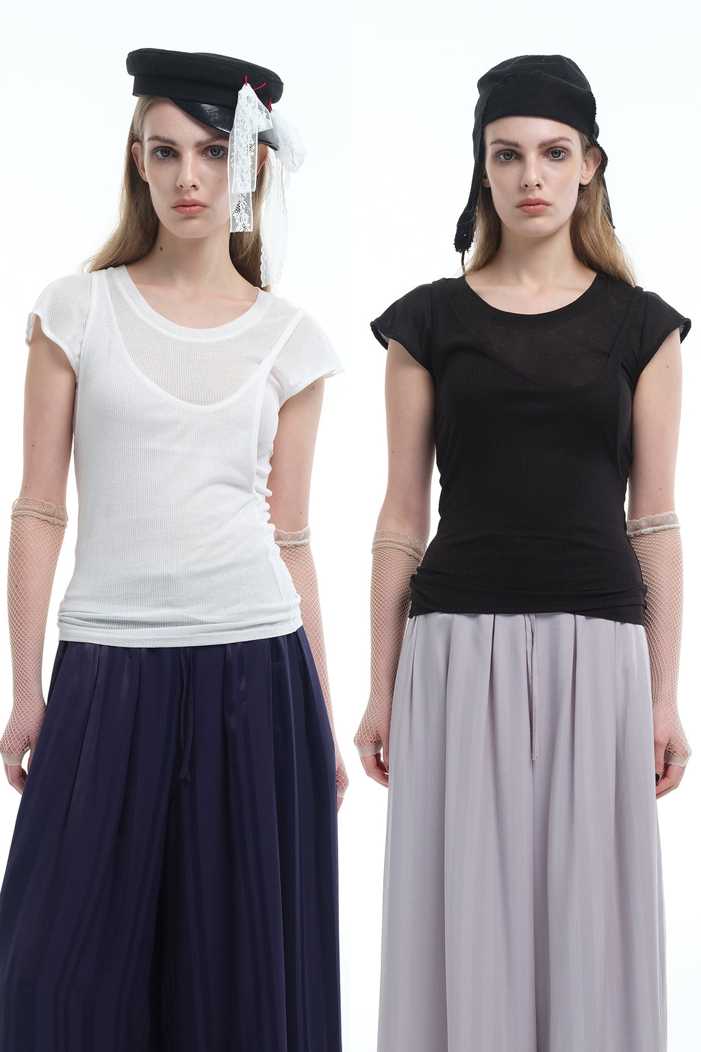 8ght 8ghts ‘Layered’ Tencel Mock Two-Piece Tee – Women’s Flare-Sleeve Top